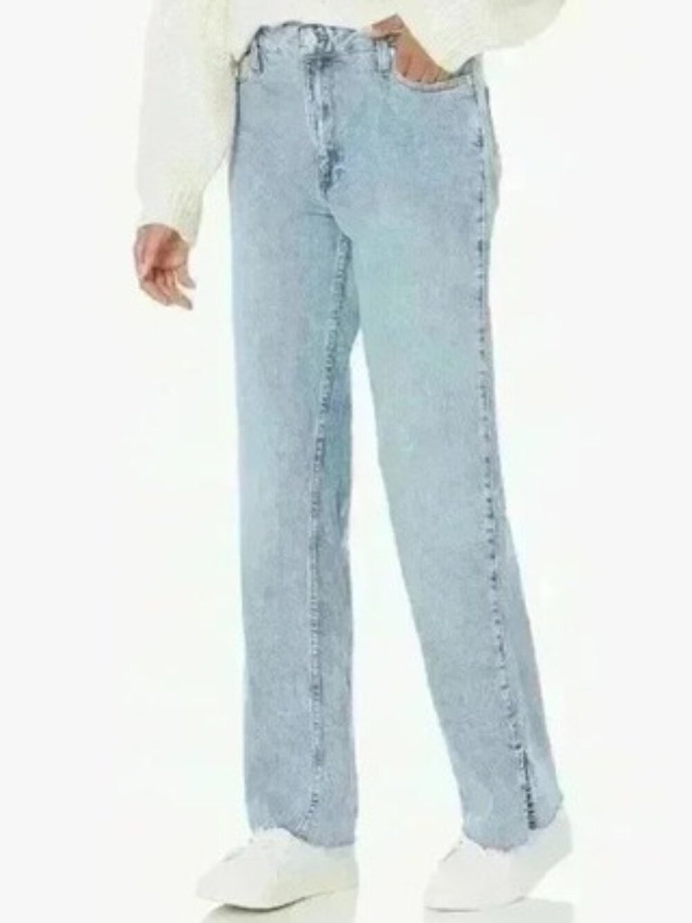 The Drop Women's Ian Mid Rise Relaxed Straight Side Slit Jeans - Size 27, NWT - Picture 2 of 11